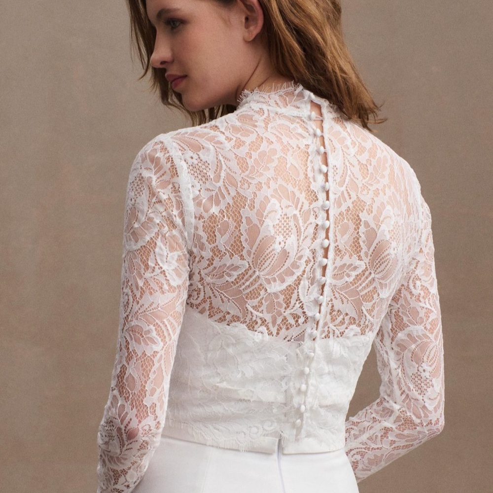 Jenny Yoo Bettina high neck lace bridal topper